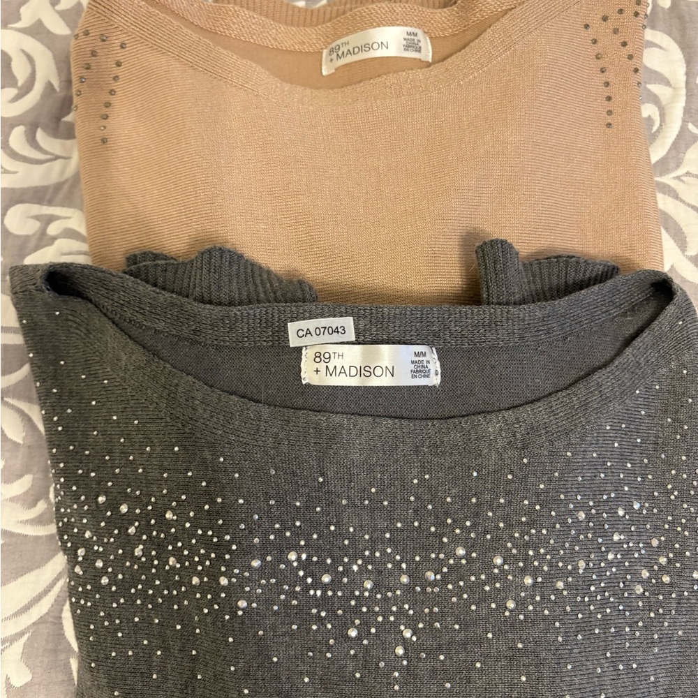 2- 89th & Madison Women's Sweaters- Gray and Cream